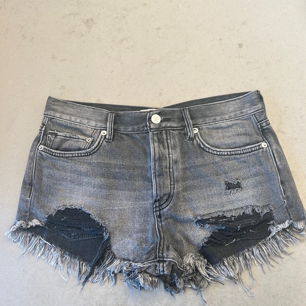 Free People Black Denim Shorts